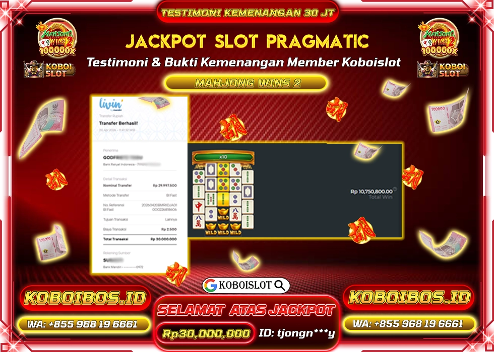 BUKTI KEMENANGAN SLOT GACOR MAHJONG WINS 2 Rp30.000.000,- LUNAS